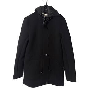 Kenneth Cole Black Zipper & Button Hooded Warm Winter Jacket Women Sz M